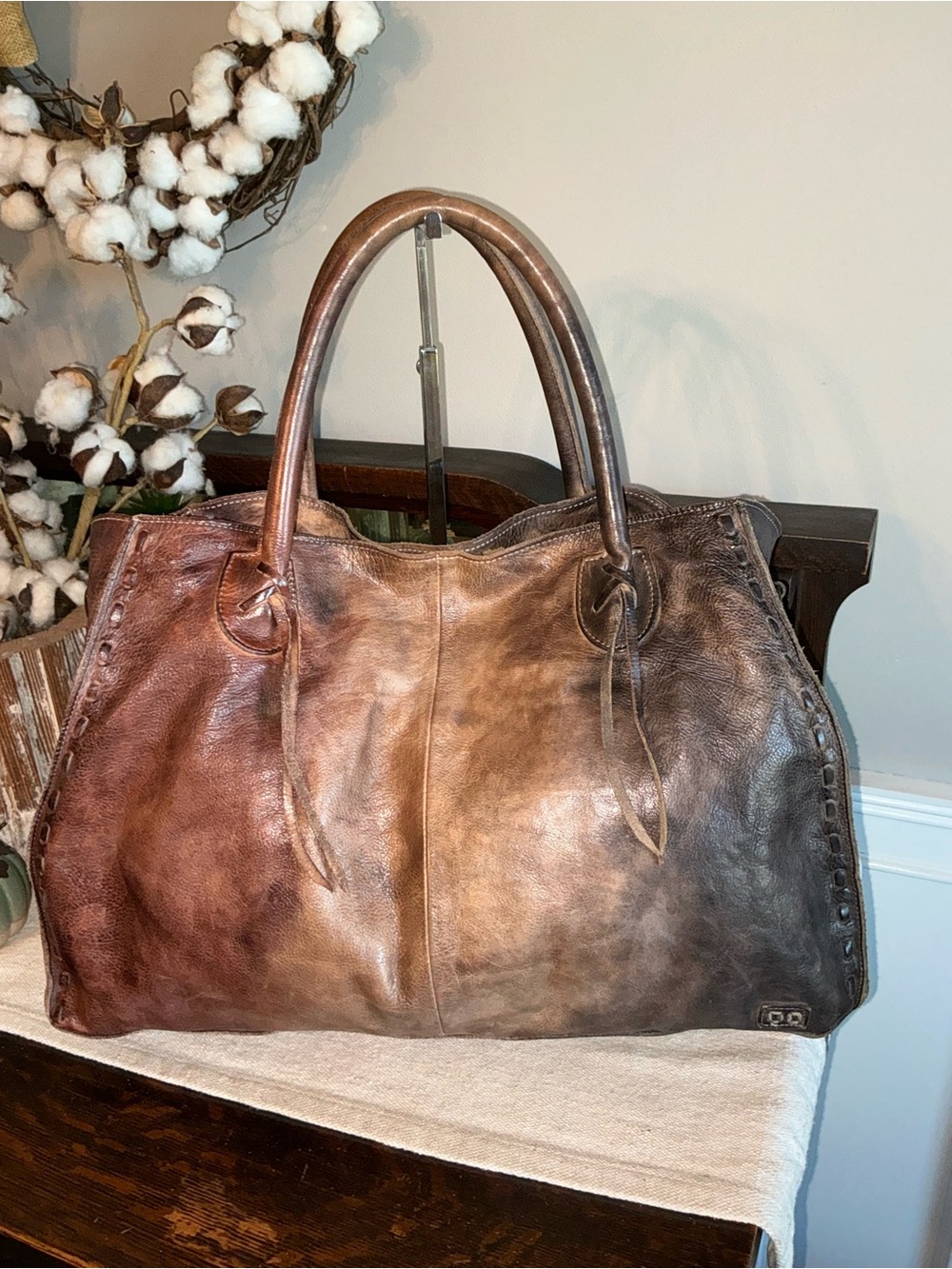 Bed Stu Leather Rockaway Tote Shoulder Bag Starry Night MSPR $370